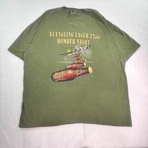 Vintage Yuengling Lager 22oz Bomber Night Beer Graphic T Shirt XL Green Brewery
